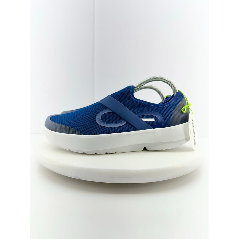 OOFOS OOmg Low Mesh Mens Sz 12.5 Navy Blue White Slip On Recovery Casual Shoes